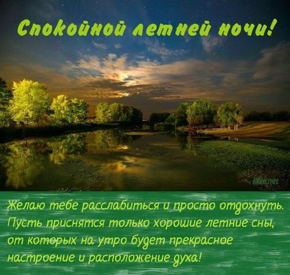 Открытка «Пожелание»: Спокойной летней ночи! Пожелание и настроение. Тэги: утро, красивая, позитив, настроение, лето…